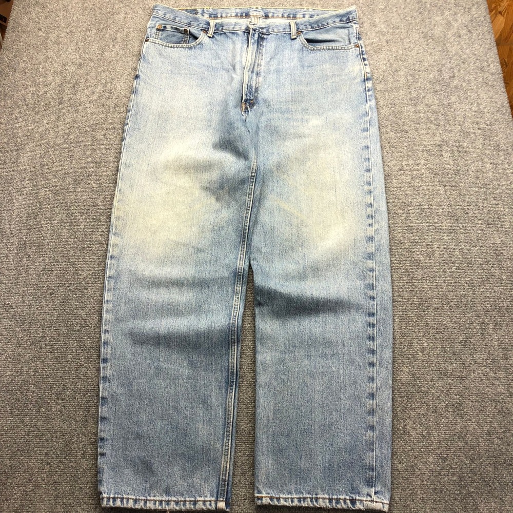 Levis 550 Relaxed Fit Tapered Leg Jeans Mens 42x34 Light Wash Blue Denim
